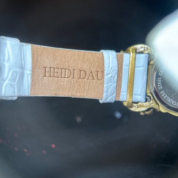 Heidi Daus White Leather Band Pearl/Crystals Watch - Picture 7 of 10